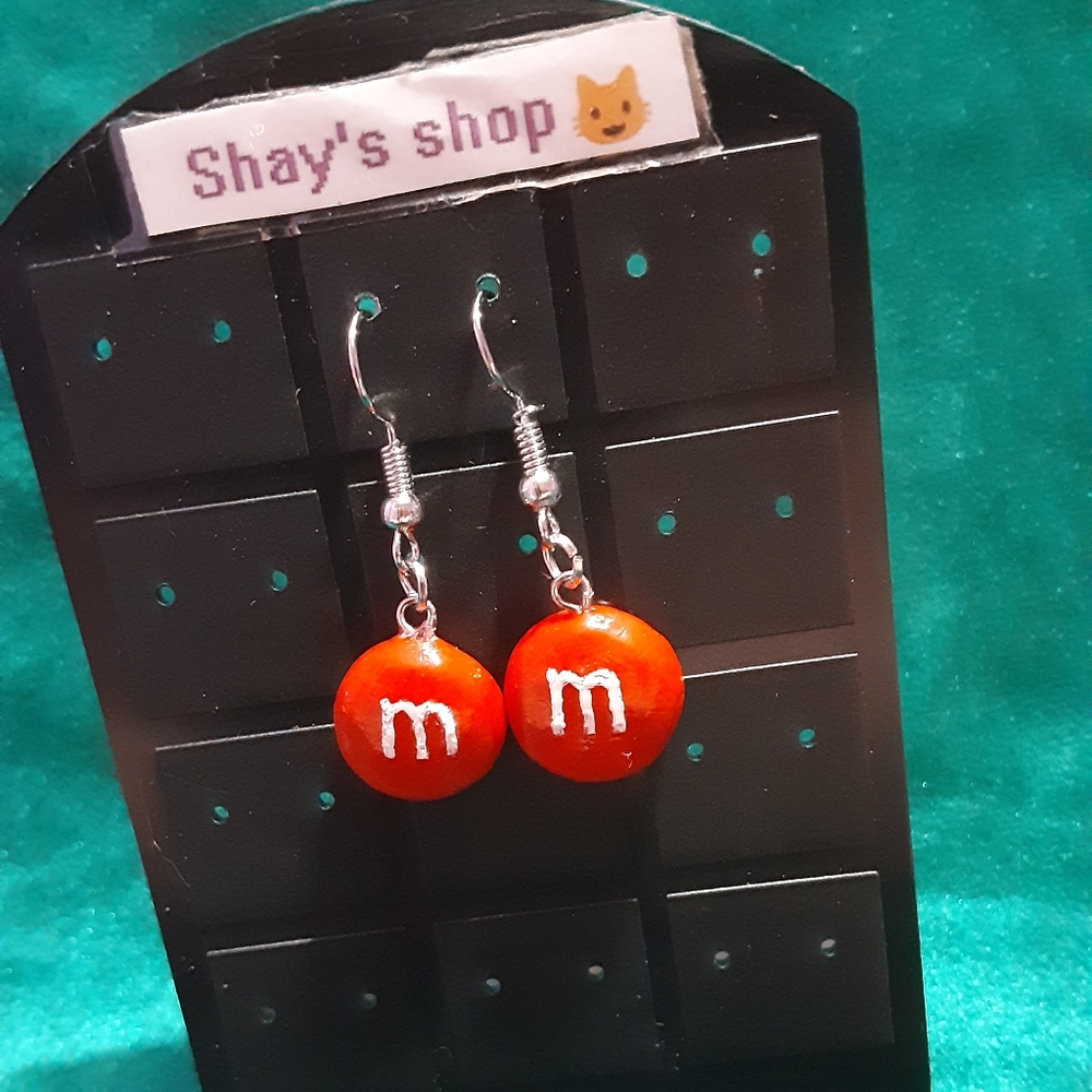 Red m&m earrings